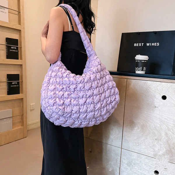2025 Niche Design Pleated Cloud Bag For Women Large Capacity Shoulder Crossbody Bag Nylon Tote Bag Ladies Handbags