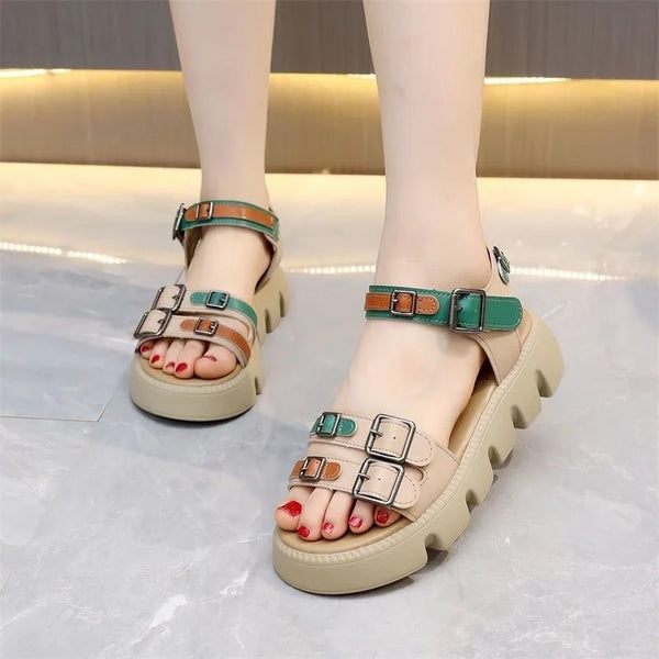 Platform Sandals The New Summer Fashion Soft Bottom Increase Sandals Color Matching Clothing Pair with Women Platform Shoes