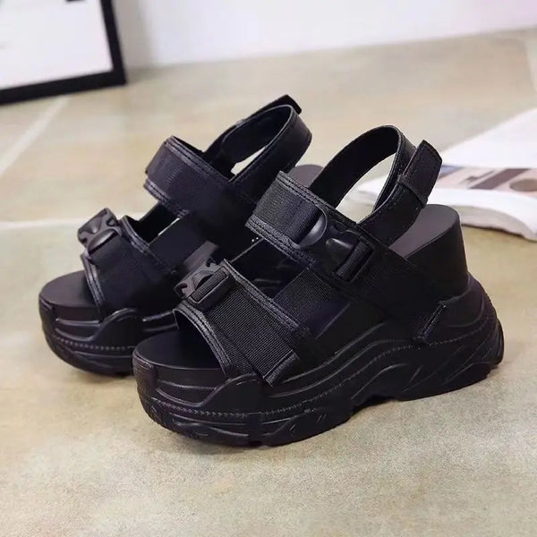 Platform Sandals Women 12cm 2025 High Heels Sexy Open-toed Sandals Wedge Increased Shoes Ladies Beach Summer Sandalia Casual